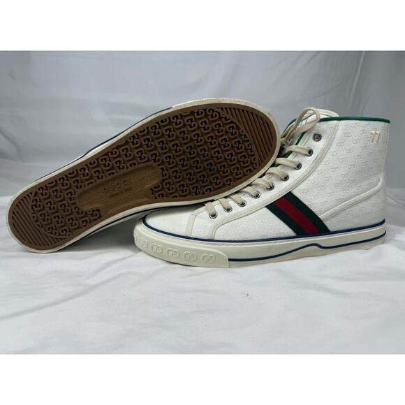Men\'s Size 11.5 Gucci Tennis 1977 White GG Canvas Web Hight Top SPB-JB 366629 main image 8